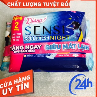 Combo 2 gói băng vệ sinh Diana Sensi Cool Fresh tặng 2 miếng băng vệ sinh ban đêm