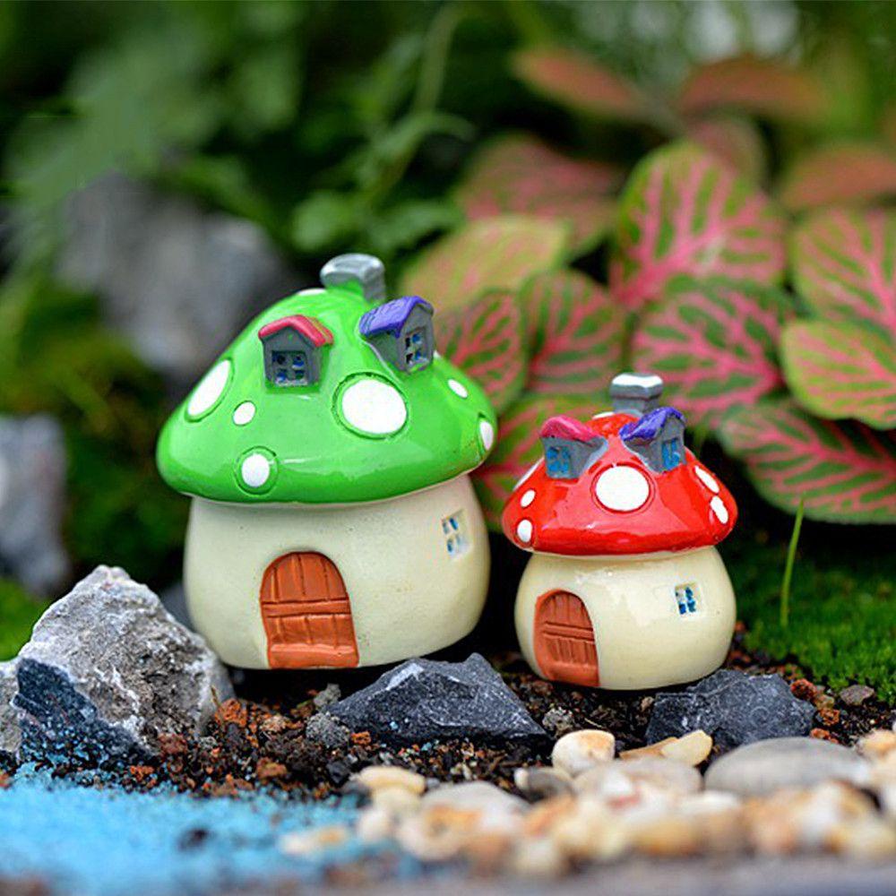 Kmy 1Pc Mini Mushroom House Resin Cute Fairy Craft Decorations Micro Landscape Garden Accessories