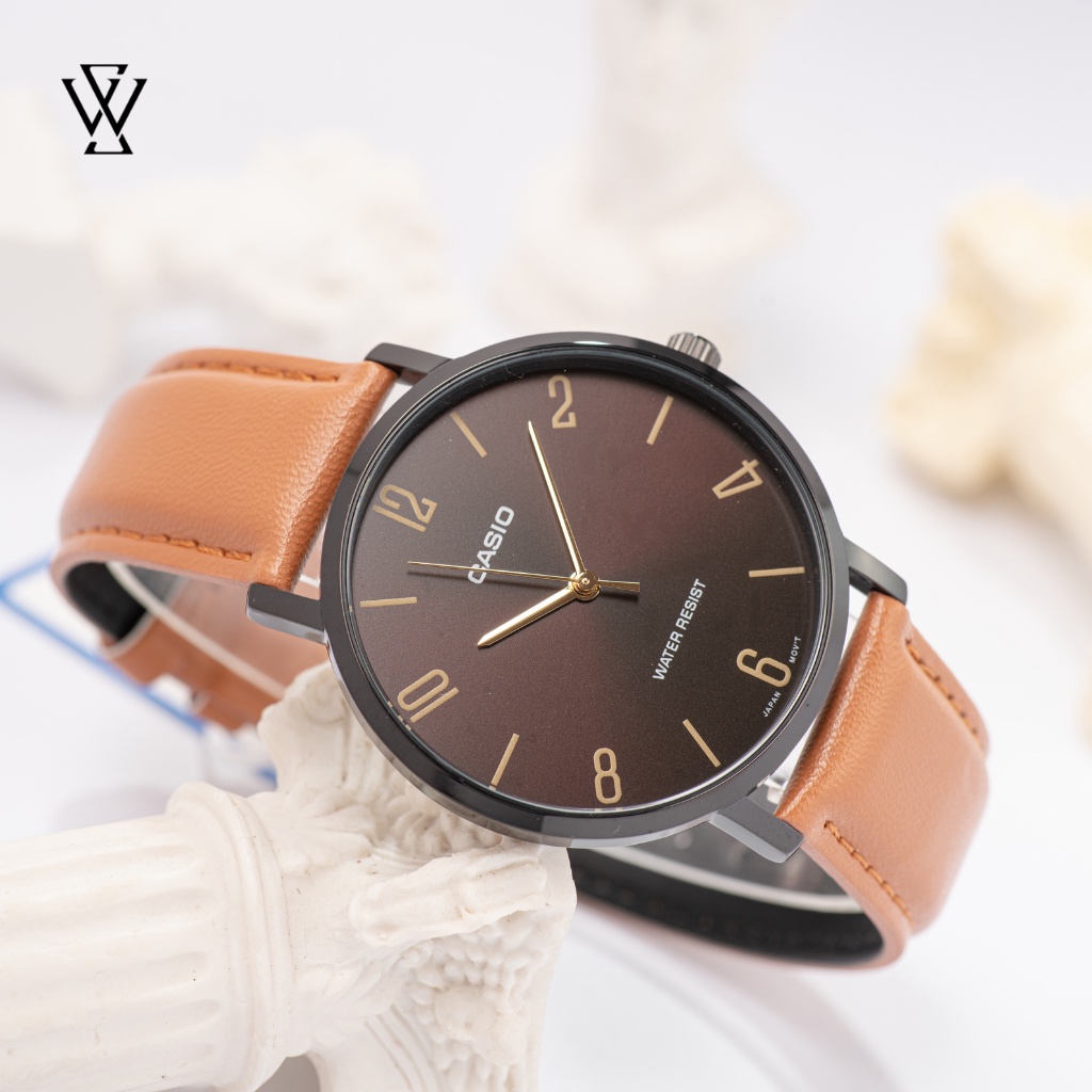 Đồng Hồ Quartz Nam Casio WATCHSTORE MTP-VT01BL-5BUDF Thiết Kế Kính Khoáng 40mm, Dây Đeo Da Và Vỏ Thép Không Gỉ