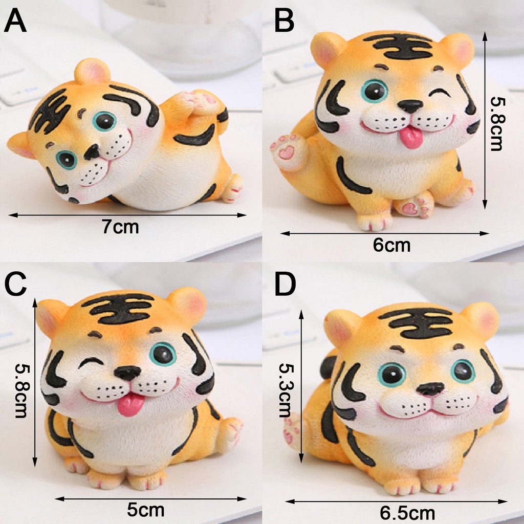 Đồ trang trí Con Hổ Hoạt Hình Bằng Nhựa Resin Dễ Thương Dùng Trang Trí Xe Hơi/ Bàn Làm Việc