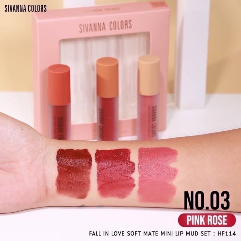 Set 3 son lì Sivanna Fall in Love Soft Mate Mini Lip Mud HF114