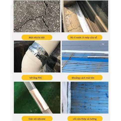Keo Siêu Dính Chống Thấm - Chống Dột - Cách Nhiệt - Chống Ăn Mòn Cuộn dài 5m, bản 5cm
