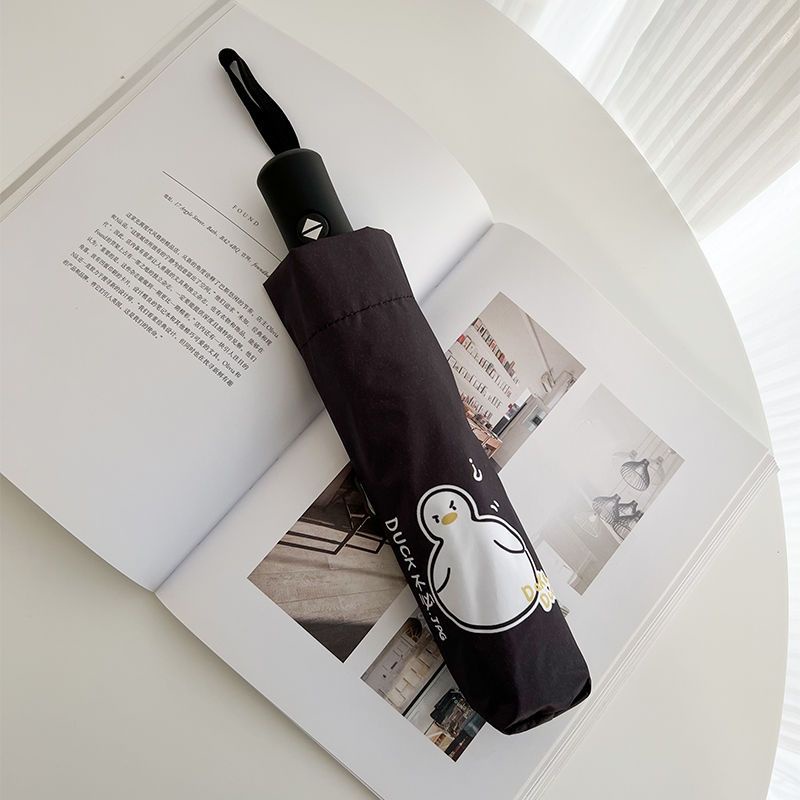 Dù Gấp Tự Động 30% In Hình Vịt Con Dễ Thương