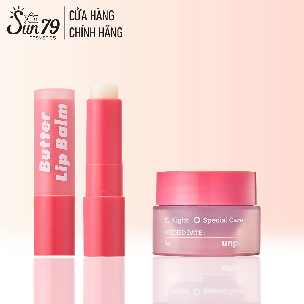 Combo 2 Sản Phẩm Dưỡng Môi Dưỡng Ẩm Cho Môi Mềm Mại Unpa Bubi Bubi Butter Lip Balam (son dưỡng 3.8g+mặt nạ ngủ 9g)