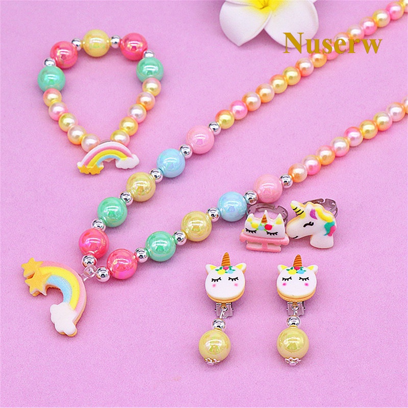 Bộ Trang Sức 2/6 Món Họa Tiết Công Chúa Elsa Frozen Xinh Xắn Cho Bé Gái