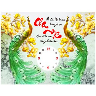 Tranh đá cao cấp đồng hồ cha mẹ DF432 KT 75x55 cm