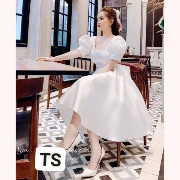 MẪU MỚI ĐẦM XÒE NỮ TAFTA NƠ LƯNG SANG CHẢNH TỎA SÁNG