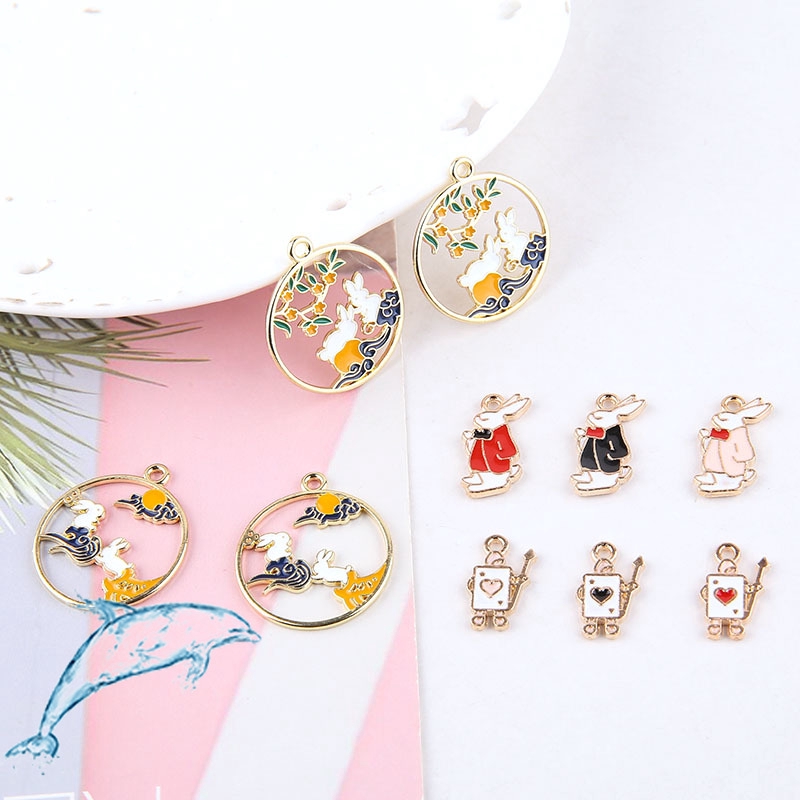 Phụ Kiện Làm Trang Sức Thủ Công Bằng Hợp Kim Chất Lượng Cao Phụ Kiện Trang Sức Vòng Cổ / Khuyên Tai / Vòng Tay / Móc Khóa Hình Thỏ alice Dễ Thương