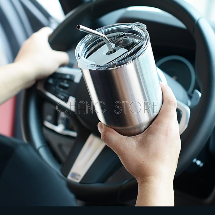 Ly Giữ Nhiệt Thái Lan 900ml Chống Trào, Bình Giữ Nhiệt Chống Va Đập + Túi Đựng Và Bộ Ống Hút ( Màu Bạc Ngẫu Nhiên )