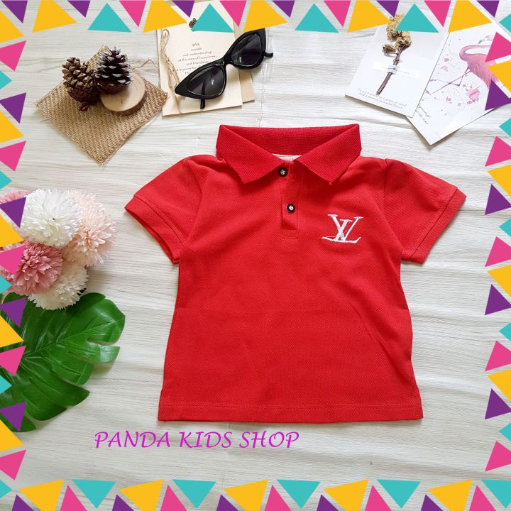 Áo Thun Polo Vải Cá Sấu Cổ Trụ Trơn Cho Bé