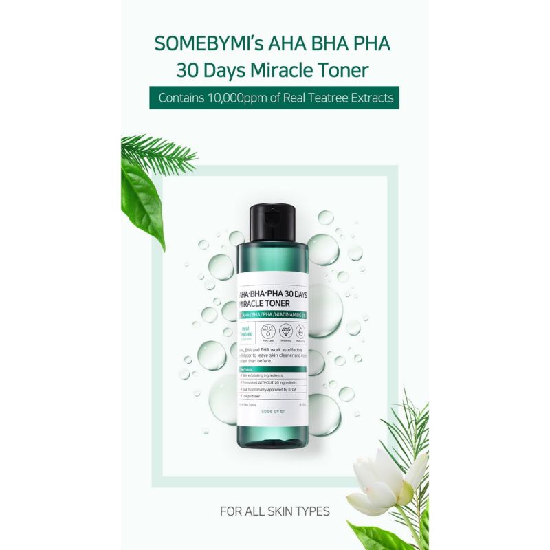 Nước hoa hồng MABREM SOME BY MI AHA-BHA-PHA 30 Days Miracle Toner 150ml kiềm dầu nhẹ nhàng