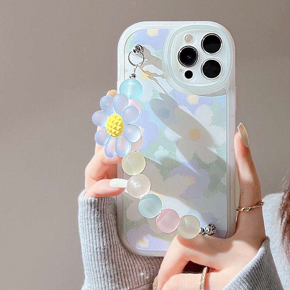Ốp lưng iphone Ốp Điện Thoại In Họa Tiết Hoa Kèm Dây Đeo Cho iphone14 12 13promax 11 X 8plus-III
