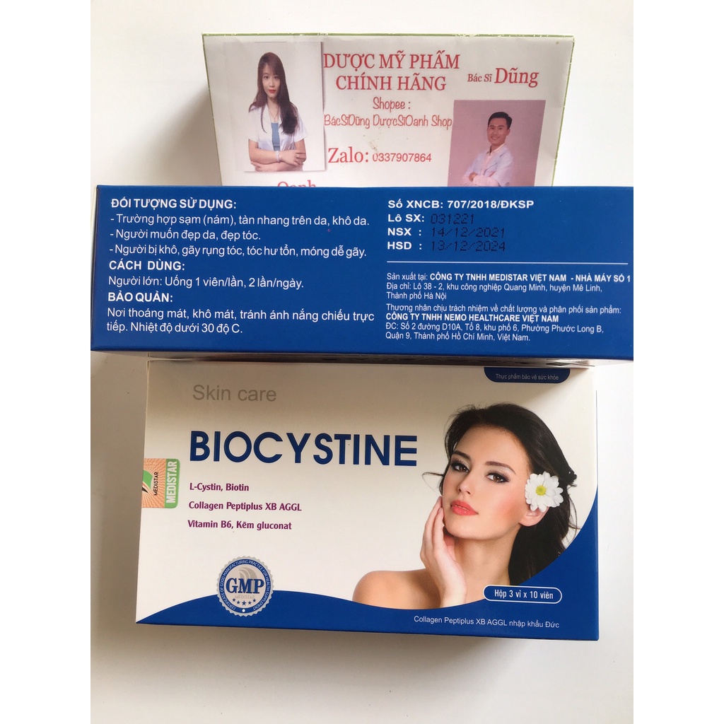BIOCYSTINE- Viên Uống Đẹp Da Tóc Hộp 30 Viên