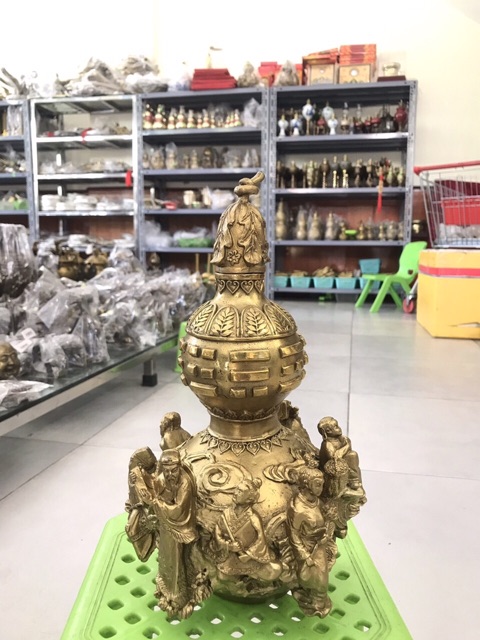 Hồ lô Bát Tiên vàng vật phẩm phong thuỷ bằng đồng