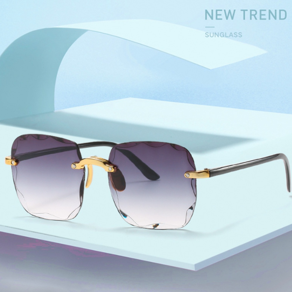 Kính Mát Vuông Không Viền Chống Tia UV400 Thời Trang Cho Nam Nữ