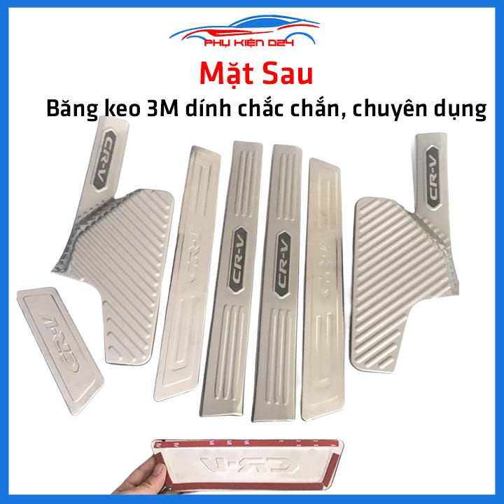 Bộ ốp bậc cửa trong ngoài nẹp bước chân CRV 2017-2018-2019-2020-2021-2022 Inox chống trầy trang trí xe