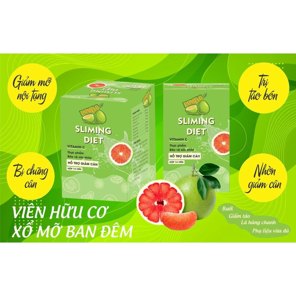 Viên detox xổ mỡ POMELO bưởi giảm mỡ bụng hiệu quả - Hộp 14 viên