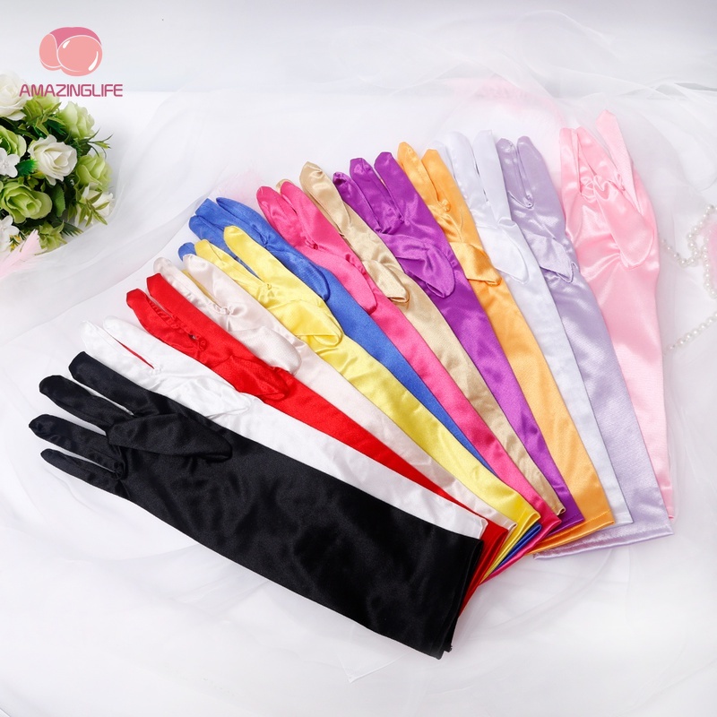 1 Đôi Găng Tay Dài Bằng Lụa Satin Cổ Điển Đa Chức Năng Cho Tiệc Cưới