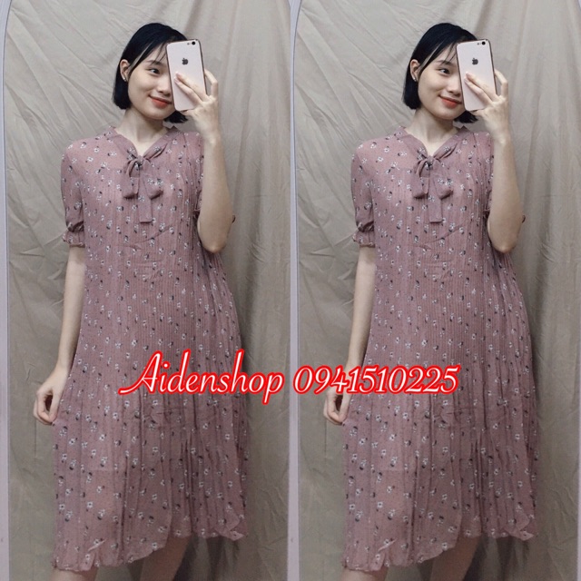 Váy bầu voan xếp li dáng dài(45-70kg)