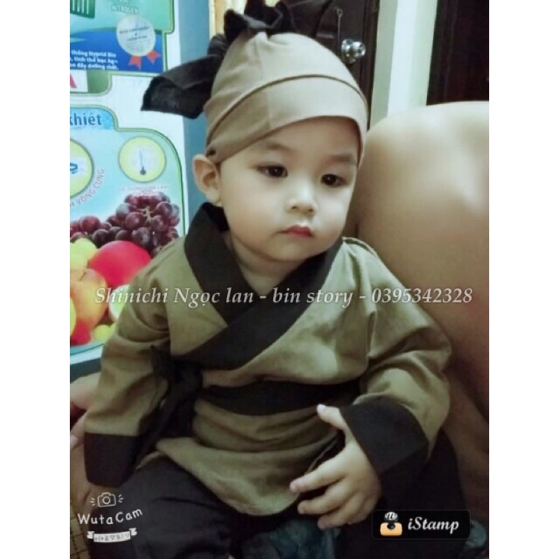 Bộ tiều phu cho bé kèm giỏ L