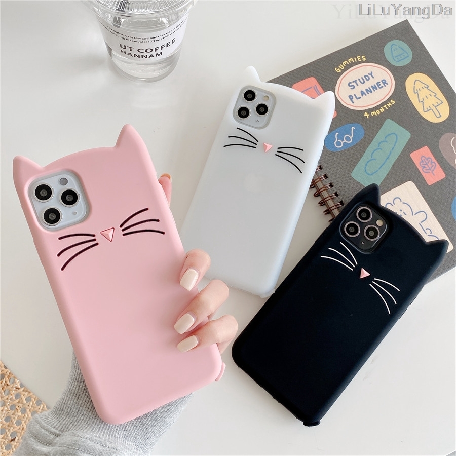 Ốp Điện Thoại Silicon Mềm Họa Tiết Mèo Hoạt Hình Cho iPhone 7 8 Plus X XR XS 11 12 13 14 Pro Max SE 2020
