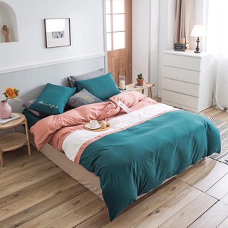 [TC PHỐI ] Combo 4 Món Chăn/Mền Ga Gối Cotton Cao Cấp Phối Màu XANH-CAM