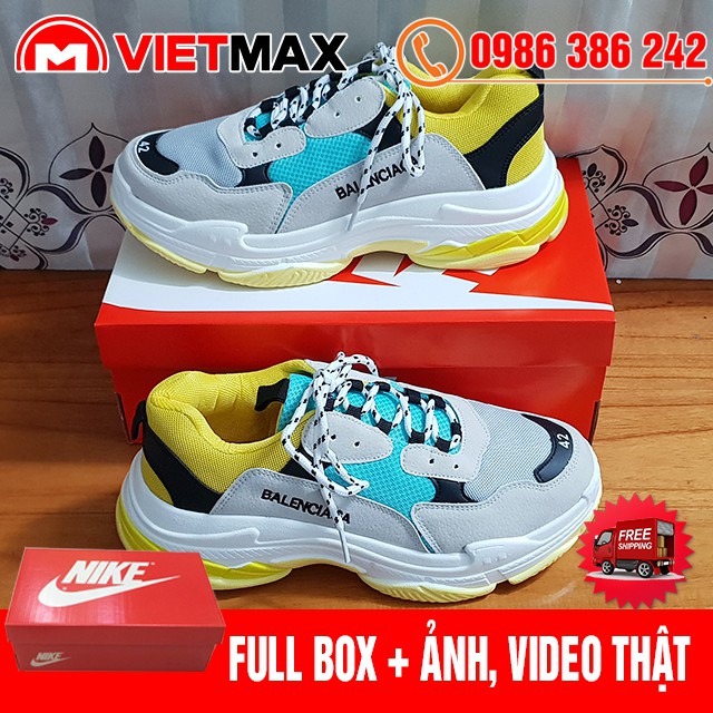 🎁 [FREE SHIP + BOX] Giày Thể Thao Balen Triple S Xanh Vàng Hàng Chất Lượng | BigBuy360 - bigbuy360.vn