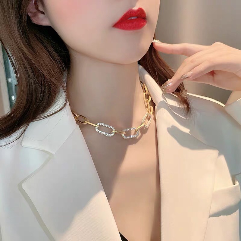Vòng cổ nữ dây xích tối giản đính đá  - Graceful Acc Shop