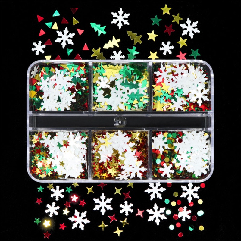 Hộp Sequin Hình Bông Tuyết / Ngôi Sao Lấp Lánh Trang Trí Móng Nghệ Thuật YOUYO