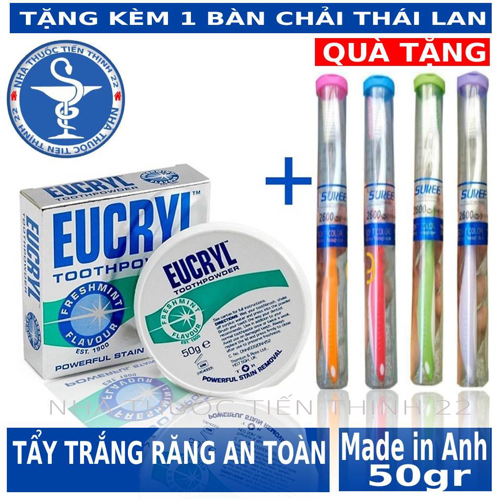 Kem Bột Đánh răng EUCRYL Anh TẶNG 01 BÀN CHẢI THÁI LAN CAO CẤP