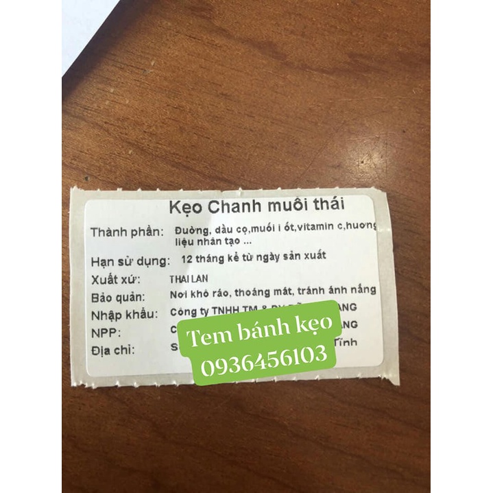Giấy in tem nhiệt 50*30mm: Dùng cho các cửa hàng bánh kẹo - các cửa hàng trà chanh trà sữa