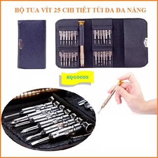 Bộ tua vít 25 chi tiết bao da tháo lắp laptop sửa điện thoại có đầu vặn vít nam châm - Bộ tua vít bao da đa năng 25 in 1
