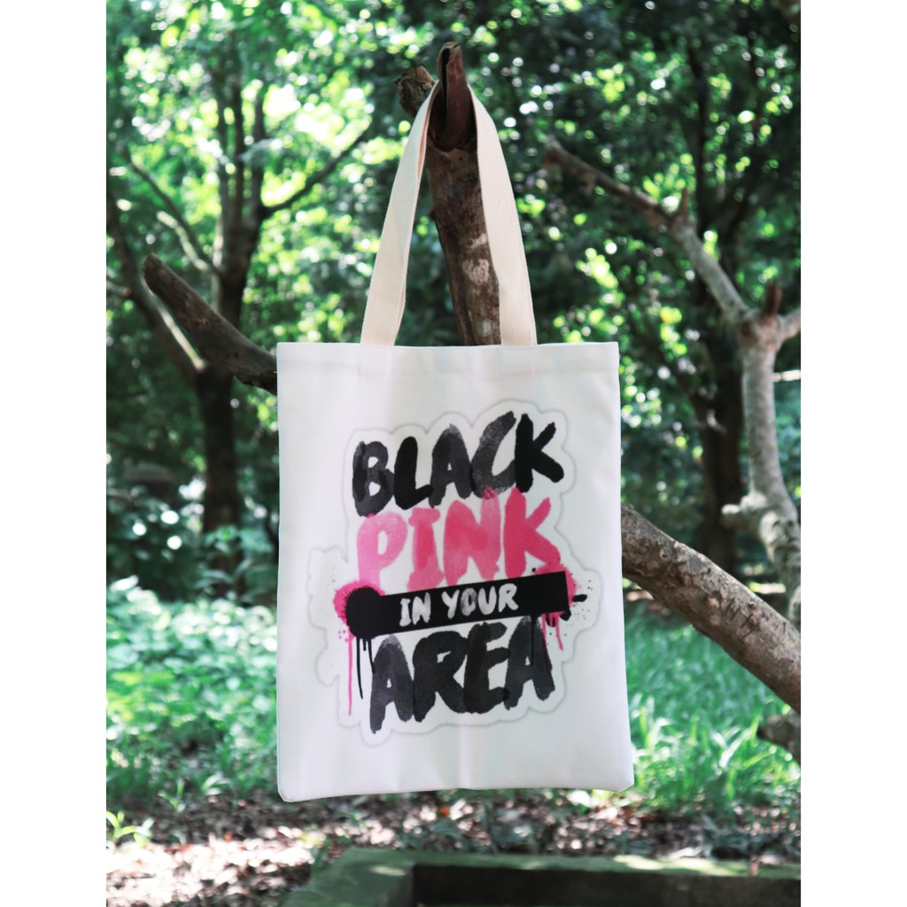 Túi tote vải thiết kế Black Pink 40x35cm