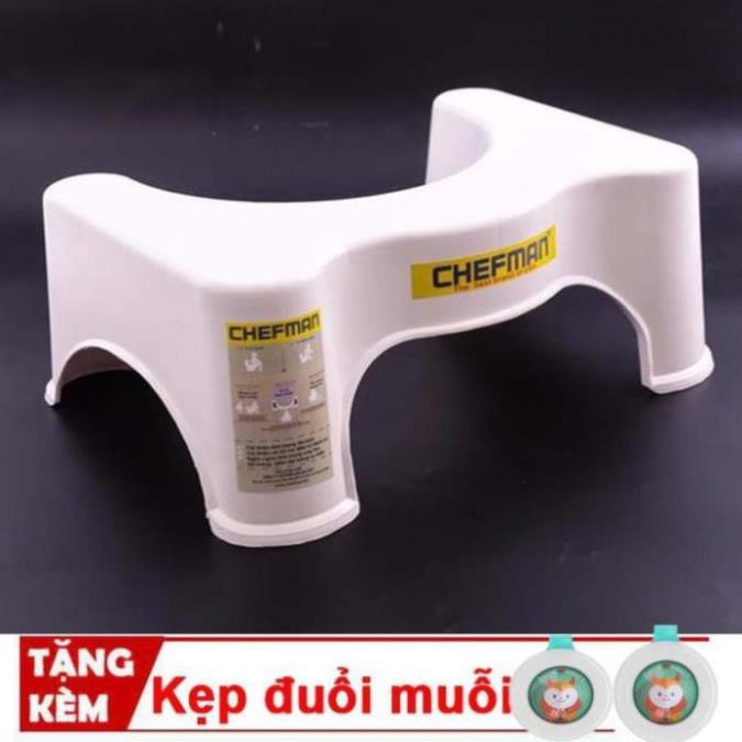 HÀNG MỚI Ghế kê chân toilet chống táo bón Chefman - Ghế kê chân đi vệ sinh Tặng kèm 2 kẹp đuổi muỗi NEW 2019