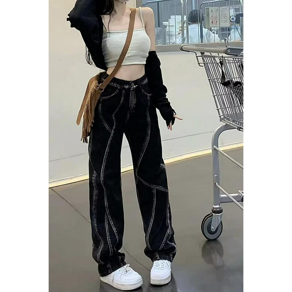 Quần Jean Nam Nữ Stun Clothing Đen Sọc Trắng Ống Đứng Cực Chất Thu Đông 2023