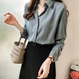 CCVN Áo sơ mi nữ tay dài kiểu dáng thời trang phong cách Hàn Quốc
