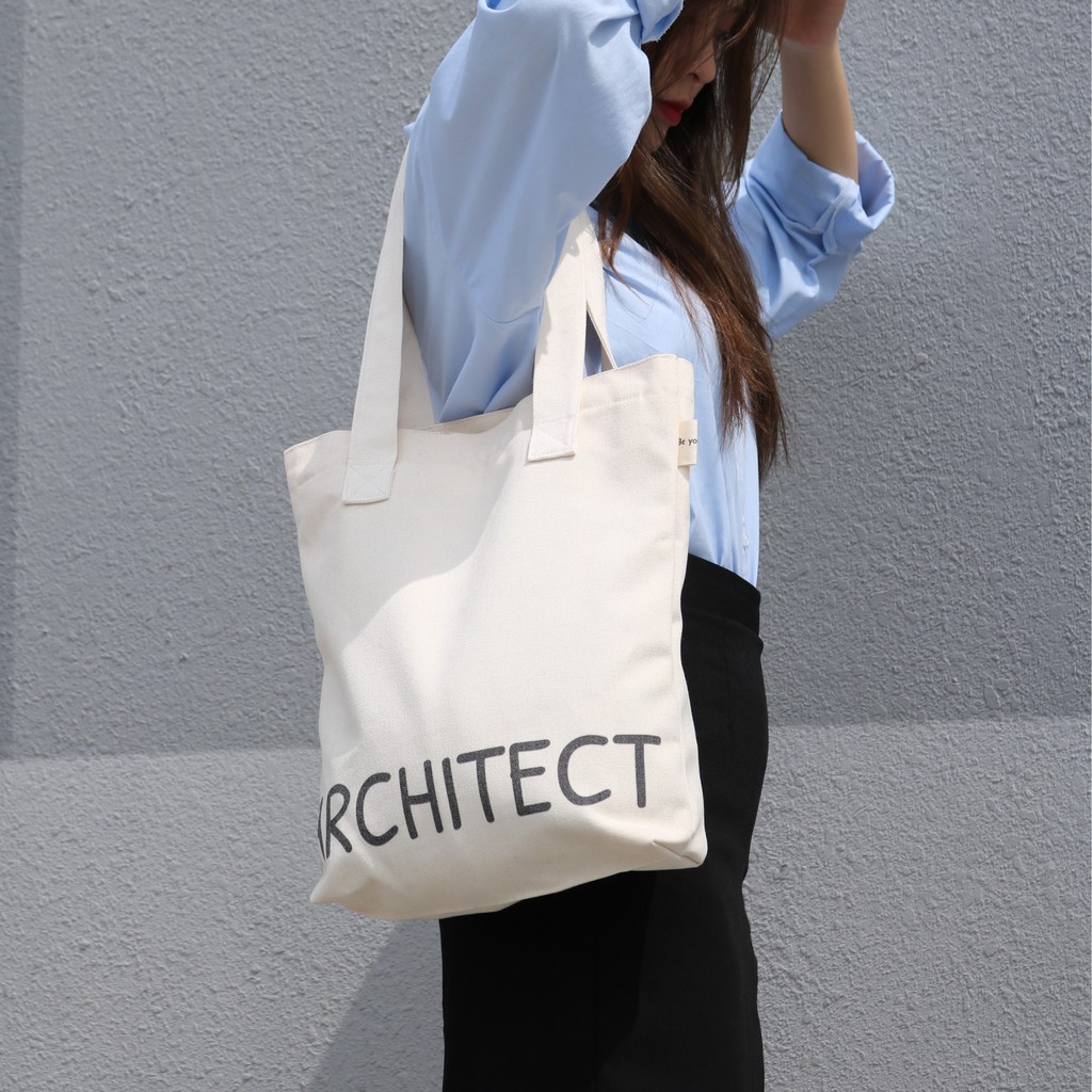Túi tote ARCHITECT vải canvas mộc Tadi house vintage style