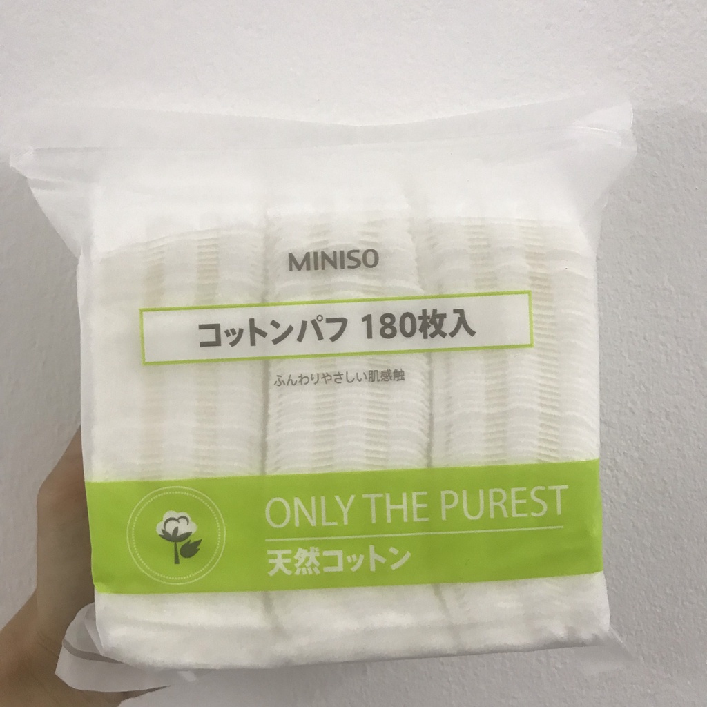 Bông Tẩy Trang Miniso Cotton pad, 180 Miếng Nhật Bản, Mềm Mịn, Dễ Chịu, Thấm Hút Tốt