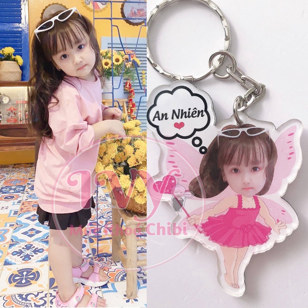 Móc Khoá Bé Gái, Nữ Ghép Mặt Vào Chibi