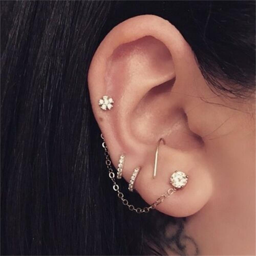 Bông tai đính đá zircon 8mm nhiều màu dành cho nam và nữ