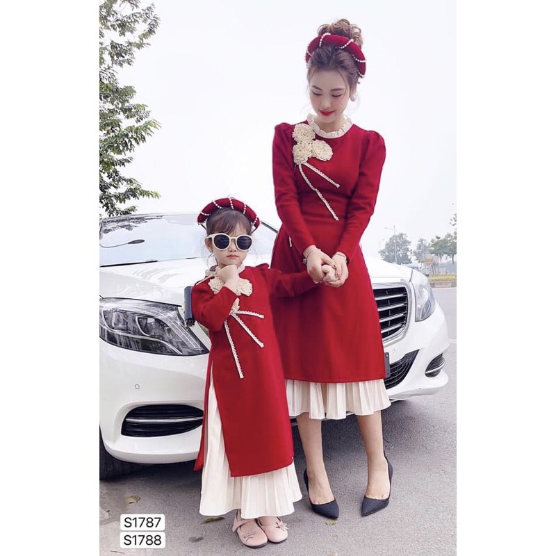 Áo dài tết mẹ và bé, sét áo dài mẹ và bé,màu đỏ siêu hot hit mẫu mới nhất năm 2.0.2.1 | BigBuy360 - bigbuy360.vn