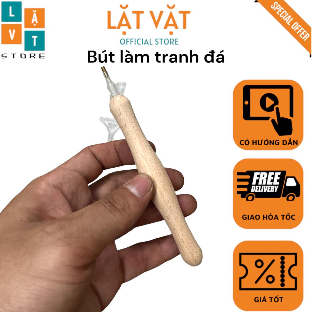 Bút gỗ làm tranh đá thẳng hàng có 4 đầu thay thế