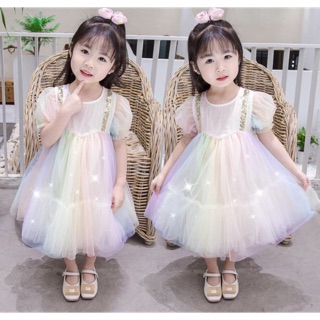 Váy đầm công chúa bảy sắc cồng vồng bồng bềnh mềm mại siêu xinh 9-26kg