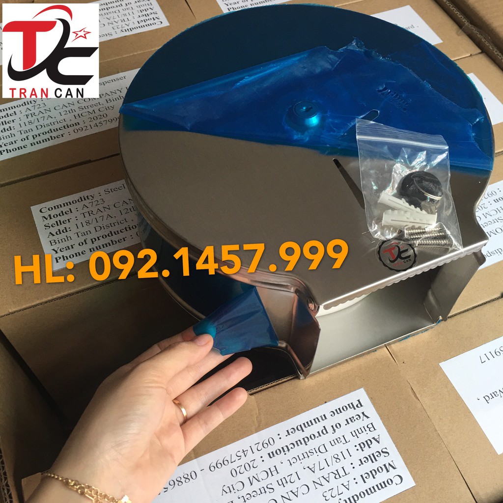 Hộp đựng giấy vệ sinh cuộn lớn inox gắn tường