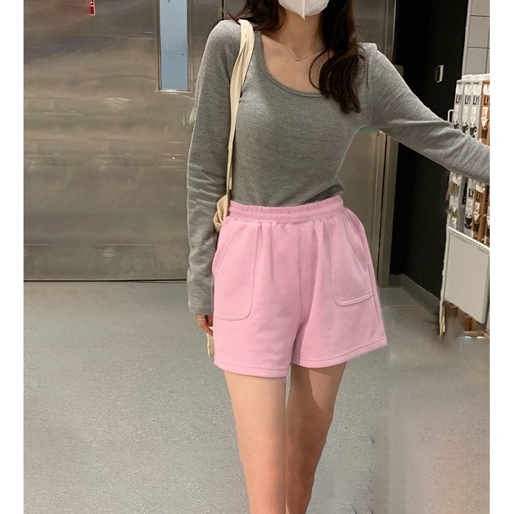 Quần đùi nữ da cá ống rộng cạp cao ❤iCotton❤️ quần short ngắn 100% cotton cạp chun mặc nhà, đi ngủ có bigsize
