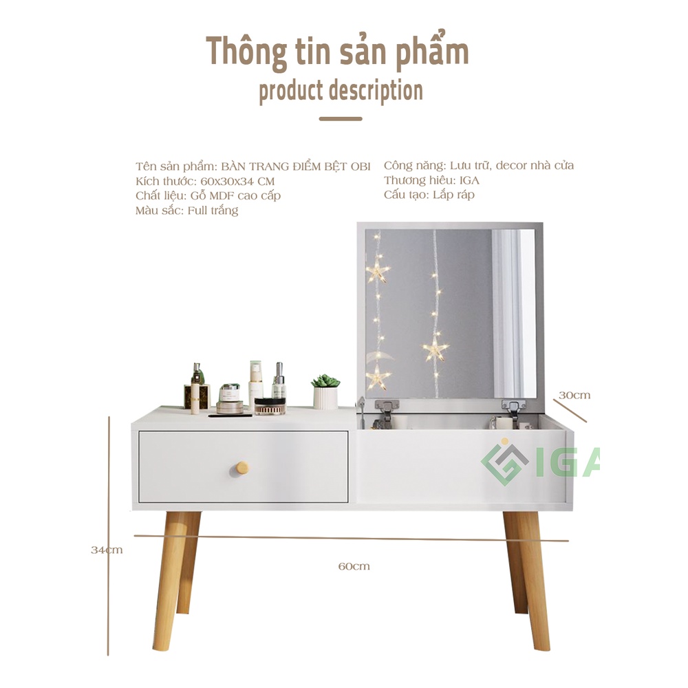 Bàn trang điểm mini có gương, bàn phấn ngồi bệt kèm gương có ngăn kéo đựng mỹ phẩm tiện lợi