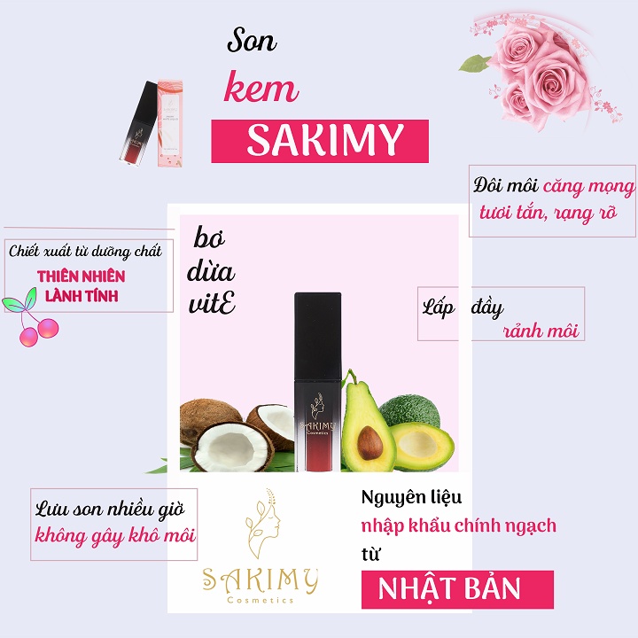 Son Kem Lì không chì SAKIMY MATTE LIQUID an toàn bờ môi xinh (Chính hãng) | WebRaoVat - webraovat.net.vn