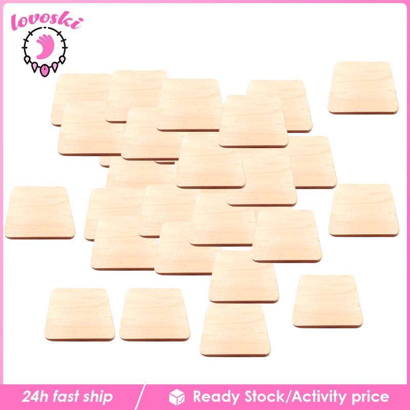 Bộ 50 Miếng Gỗ Hình Vuông 4x4cm Dùng Làm Đồ Thủ Công DIY