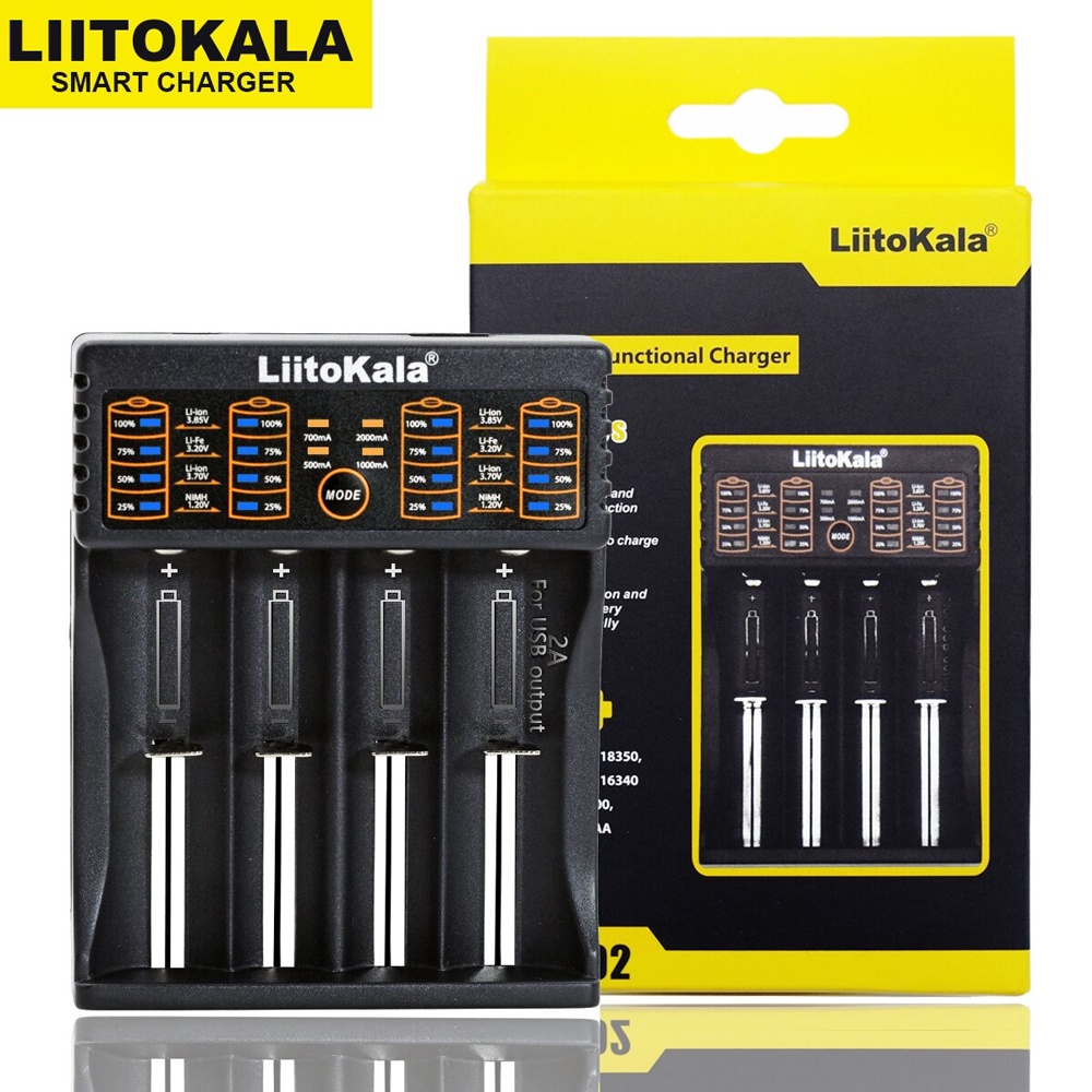 Sạc pin đa năng Liitokala lii-202 lii-100 lii-402 lii 202 Sạc pin lithium LIFEpo4 NI-MH 14500 18650, AA, AAA, 26650...