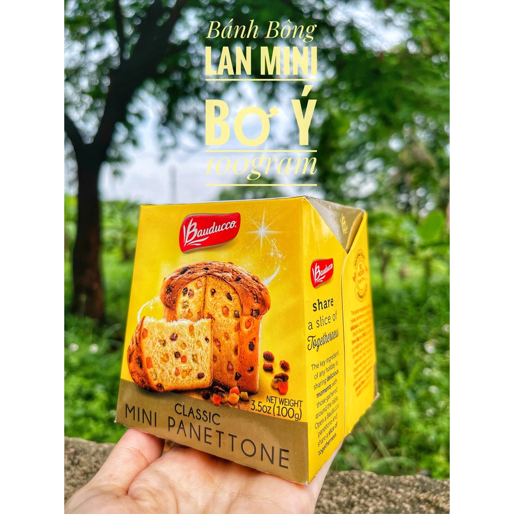 Bánh bông lan 80Gram men tự nhiên ⚡ GIÁ TỐT NHẤT ⚡ Bánh mì nhân Trái cây sấy và Socola Ý Panettone Bauducco 100g
